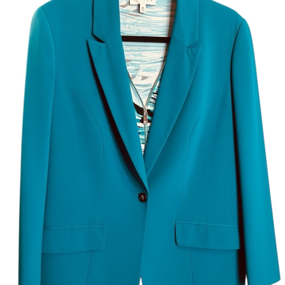 Bundle: Jessica London Teal Single-Button Blazer + Chaus Sleeveless Blouse